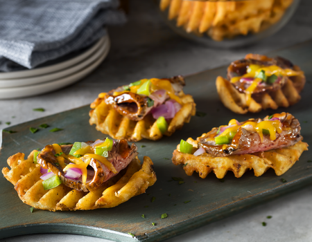 Philly Cheese and Steak Lattice Cut Bites